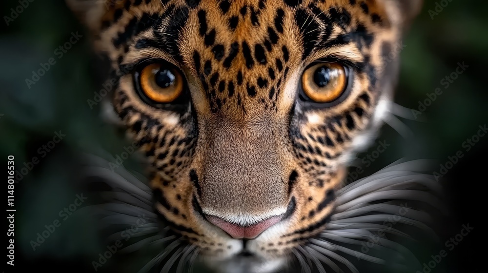 Obraz premium A close up of a jaguar's face with yellow eyes
