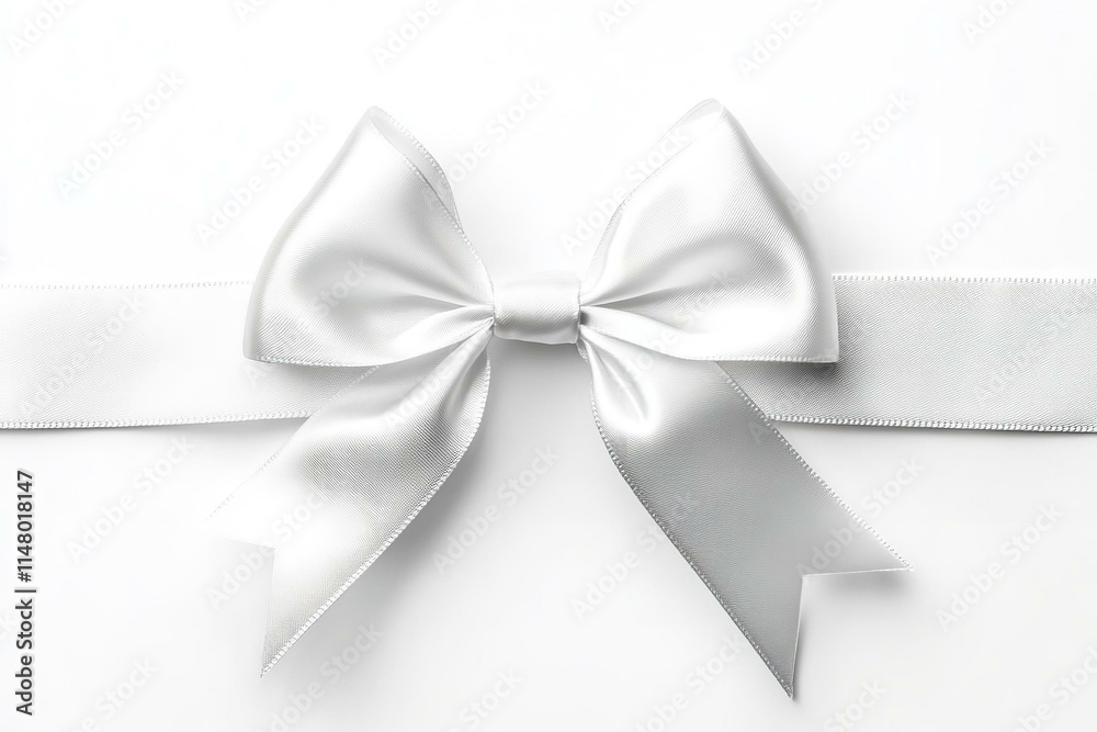 Naklejka premium White ribbon bow isolated on white background