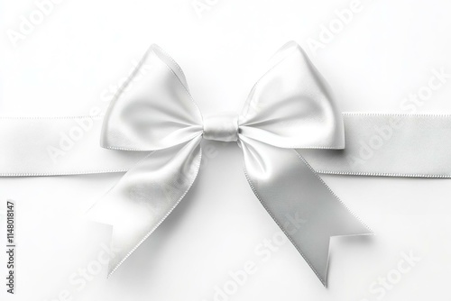 White ribbon bow isolated on white background