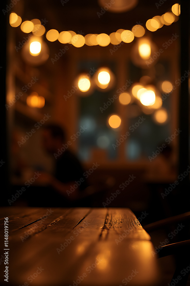 A dimly lit cafe at night sets a romantic atmosphere for celebrations and everyday moments amidst the blurred lights of a wood tabletop._00003_ A dimly lit cafe at night sets a romantic atmosphere for celebrations and everyday moments amidst the blurred lights of a wood tabletop._00003_