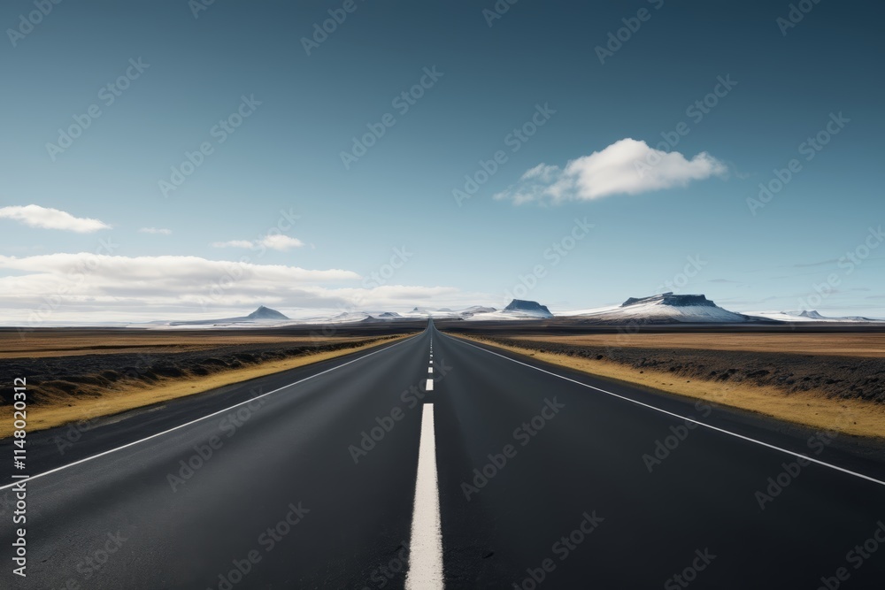 Fototapeta premium there is a long road that is empty and empty in the middle of nowhere