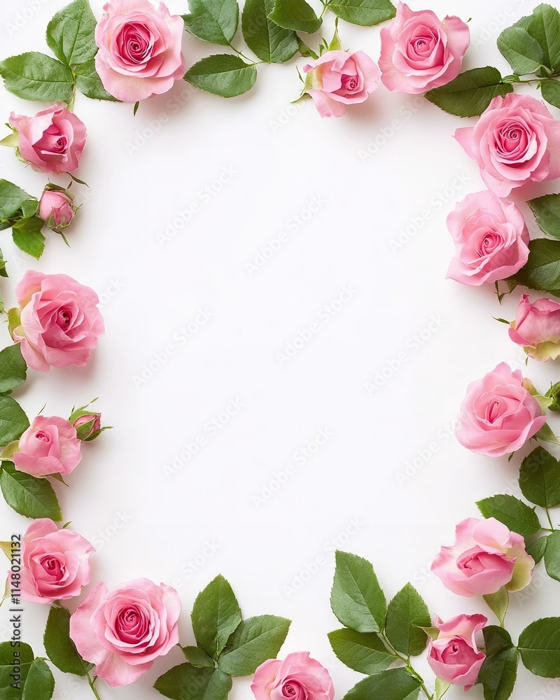 Frame made of pink roses.
