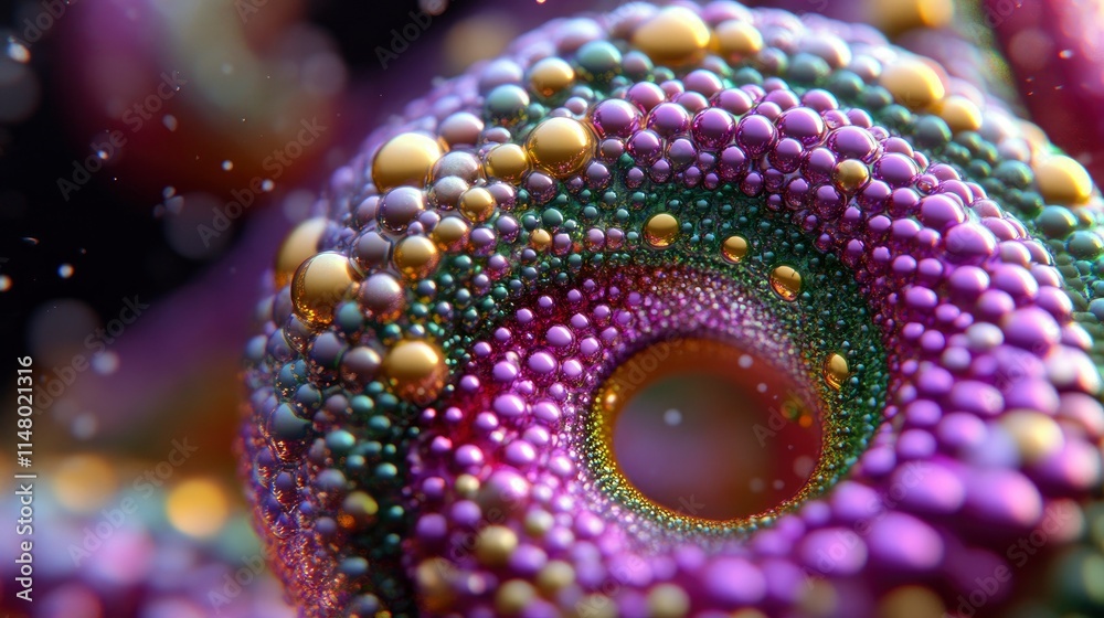 Obraz premium Abstract Colorful Sphere of Bubbles Shimmering Metallic Texture