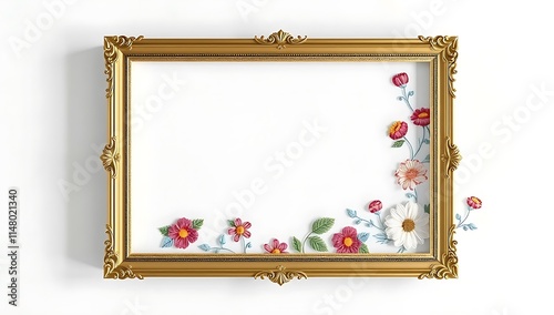 Ornate Gold Frame Adorned With Delicate Floral Arrangements