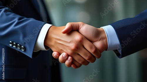 Close-up of greeting and shaking hands with employees when they take office, get an opportunity, or are hired.