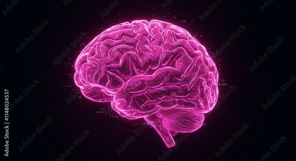 Glowing Pink Human Brain Neurology AI Neuroscience Mind Power Glowing Pink Human Brain Neurology AI Neuroscience Mind Power