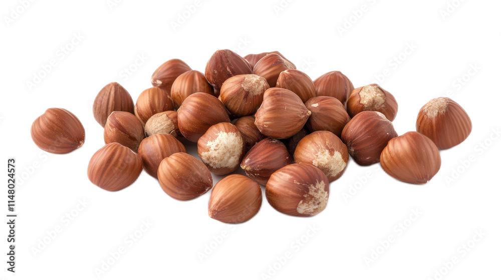 Fresh and Natural Hazelnuts on White Background for Culinary Use Fresh and Natural Hazelnuts on White Background for Culinary Use