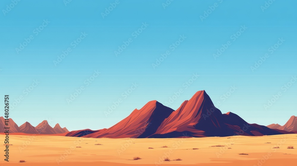 Red Mountains Rise Above Sandy Desert Landscape Red Mountains Rise Above Sandy Desert Landscape
