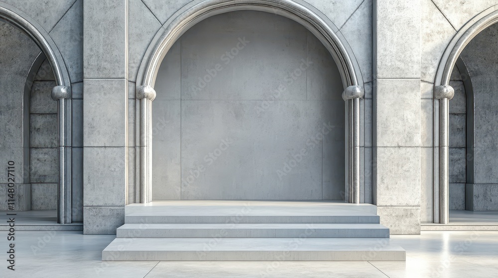 Concrete Steps Leading to Architectural Arches Concrete Steps Leading to Architectural Arches