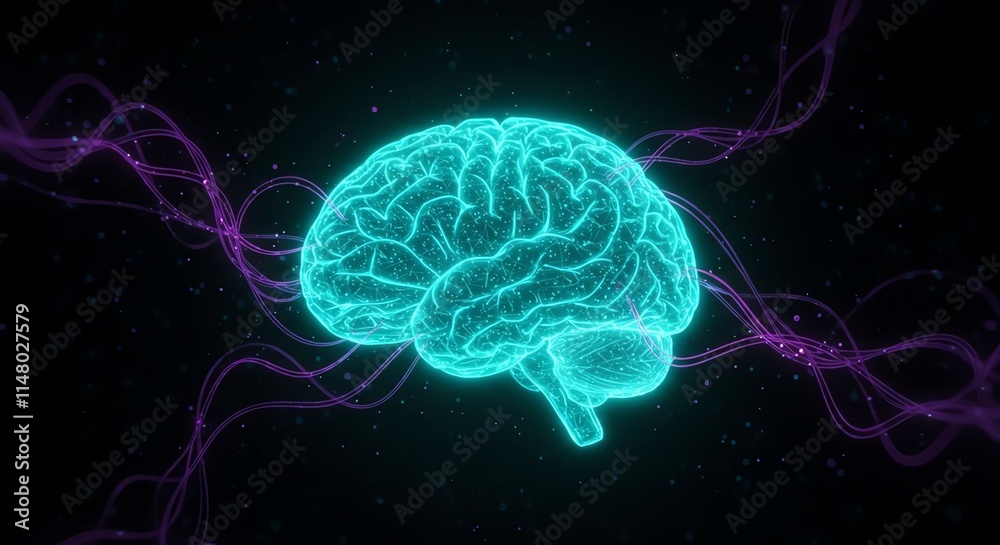 Glowing Human Brain Neural Network AI Mind Consciousness Glowing Human Brain Neural Network AI Mind Consciousness