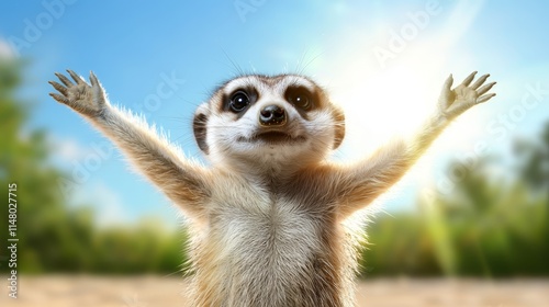 Wallpaper Mural A meerkat standing on its hind legs with its arms outstretched Torontodigital.ca