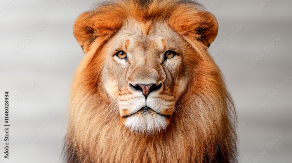 Fototapeta premium A close up of a lion's face with a blurred background