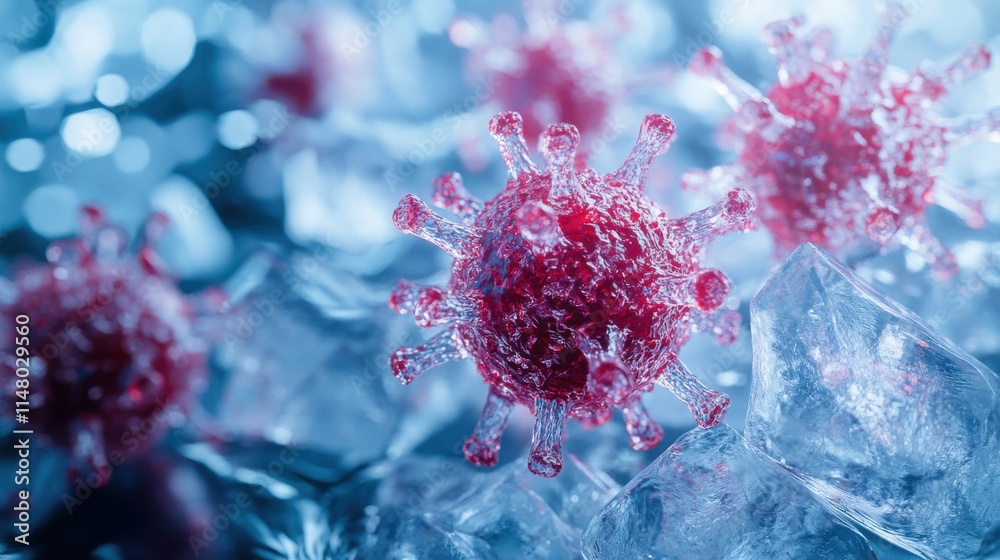 Frozen Virus Microscopic Ice Crystals and Pathogen Frozen Virus Microscopic Ice Crystals and Pathogen