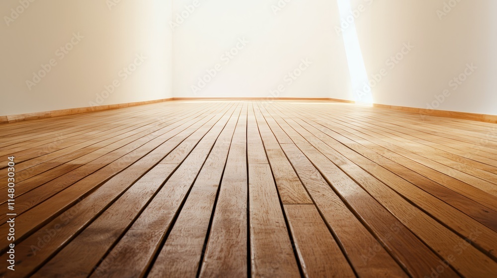 A wooden floor in an empty room with a light coming through the window A wooden floor in an empty room with a light coming through the window