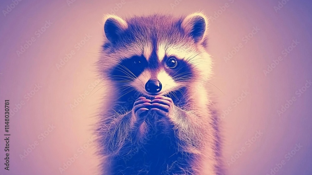 Obraz premium Adorable Baby Raccoon Paws Together in Soft Light