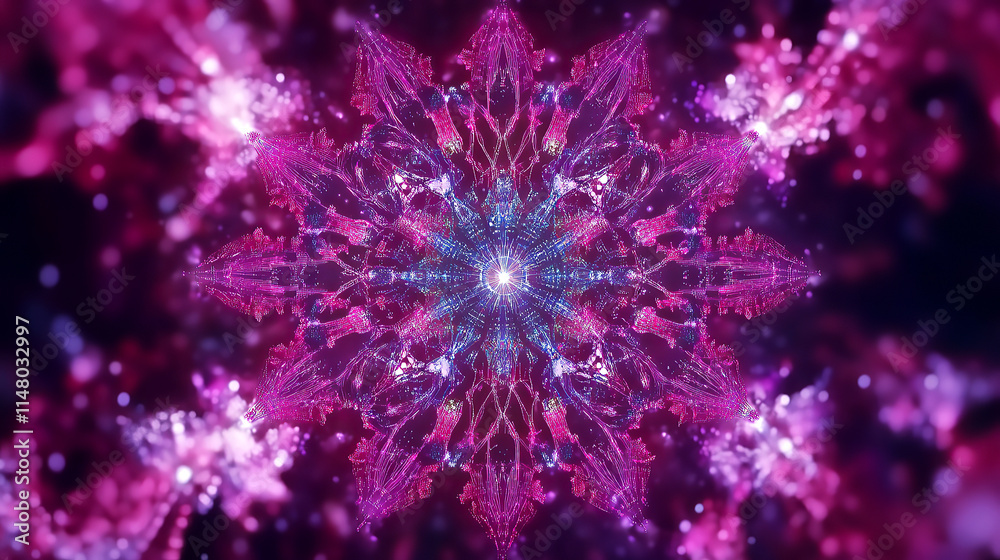 Vibrant pink, purple, blue kaleidoscope pattern. Vibrant pink, purple, blue kaleidoscope pattern.