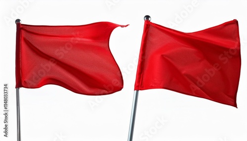 waving red flag. Set of red flags, isolated on white background