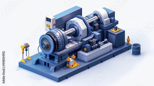 Detailed 3D rendering of a large complex industrial turbine generator machine system  The image showcases the intricate mechanical and electrical components engineering design photo