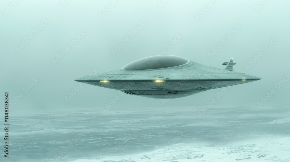 custom made wallpaper toronto digitalMysterious UFO Spaceship Flying Over Icy Landscape