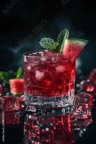 Wallpaper Mural Red watermelon drink with ice and mint garnish. Torontodigital.ca