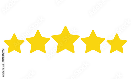 five stars customer product review icon. yellow 5 star rating feedback for website, app, ui design. transparent background. EPS 10	