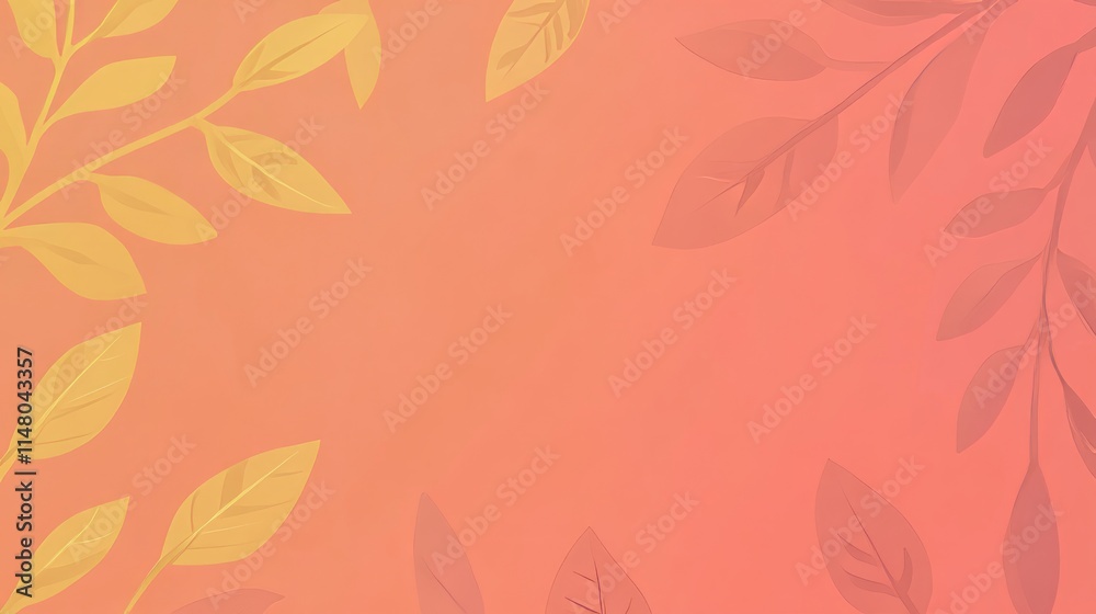 Obraz premium Autumnal Leaf Design Gradient Orange Background with Branches