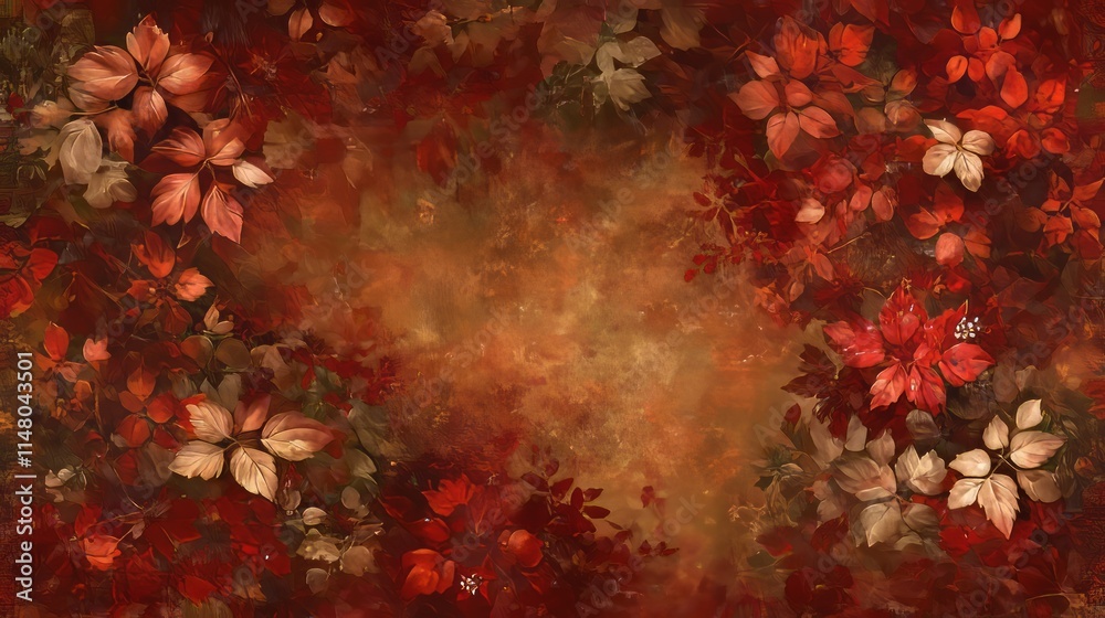 Autumnal Leaves Red and Gold Fall Foliage Design Autumnal Leaves Red and Gold Fall Foliage Design