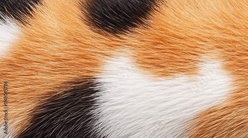 Calico Cat Fur Texture Close-up of Tricolor Feline Coat