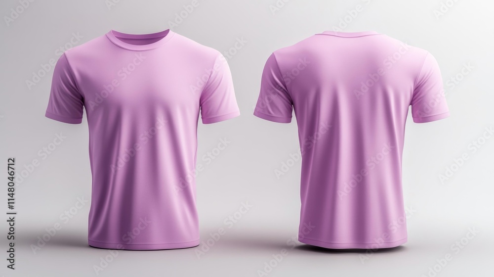 Lavender T-Shirt Mockup on White Background. Generative AI Lavender T-Shirt Mockup on White Background. Generative AI