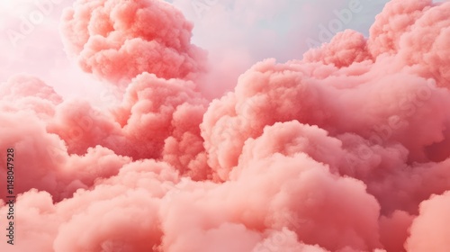 Pink clouds in the sky stage fluffy cotton candy dream fantasy soft background..