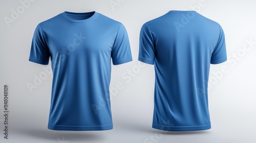 3D Render of Blue T-shirt Mockup Isolated on White. Generative AI