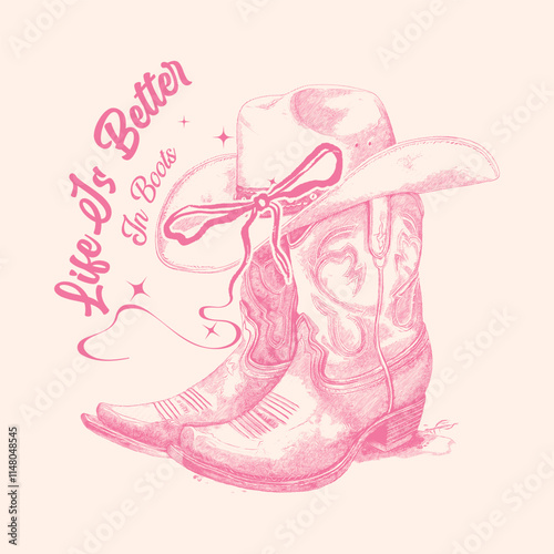 cowgirl boots and western hat desert cowgirl with guns artwork for t shirt, retro vintage country girl vector art, cowgirl t shirt design, summer print design, Western sublimation item, graphic print