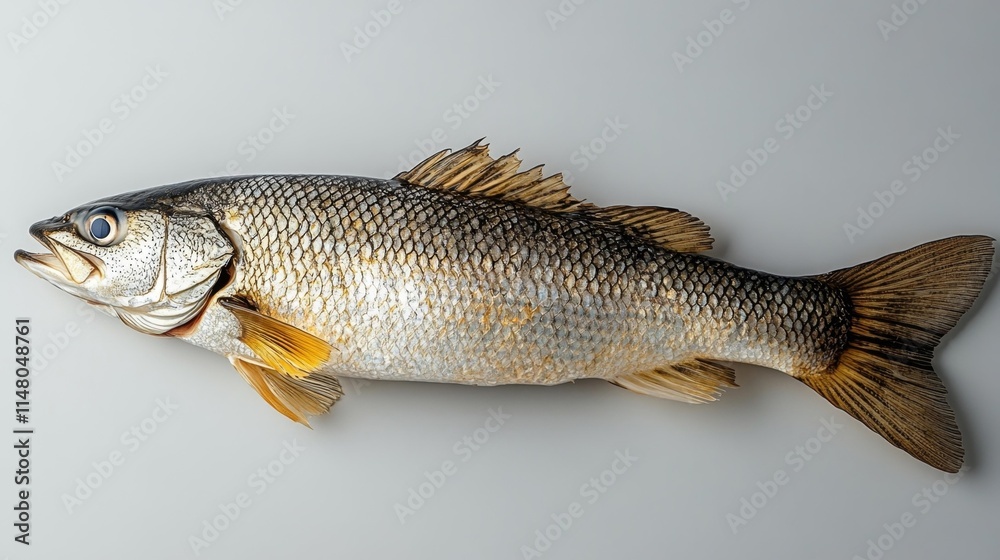 Isolated Fish on White Background. Generative AI Isolated Fish on White Background. Generative AI