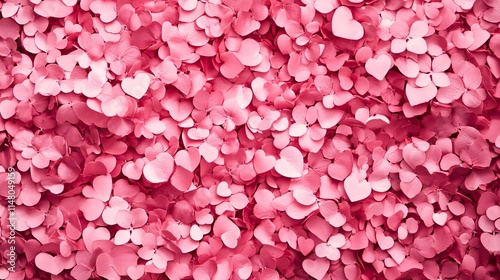 Soft Pink Heart-Shaped Paper Confetti on a Vibrant Background for Romantic Themes