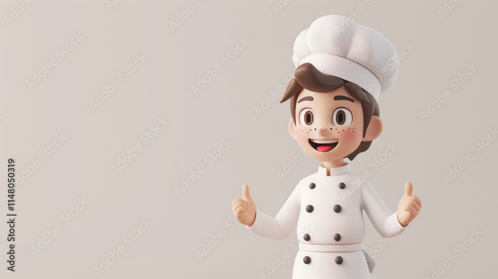 Happy chef 3D cooking themed character with copyspace Happy chef 3D cooking themed character with copyspace