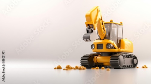 Yellow Pile Driver on Clean White Background. Generative AI photo