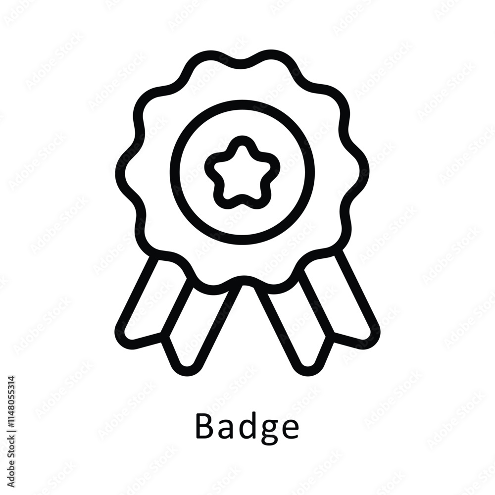 Badge Vector Outline Icon. Eps 10 File Badge Vector Outline Icon. Eps 10 File