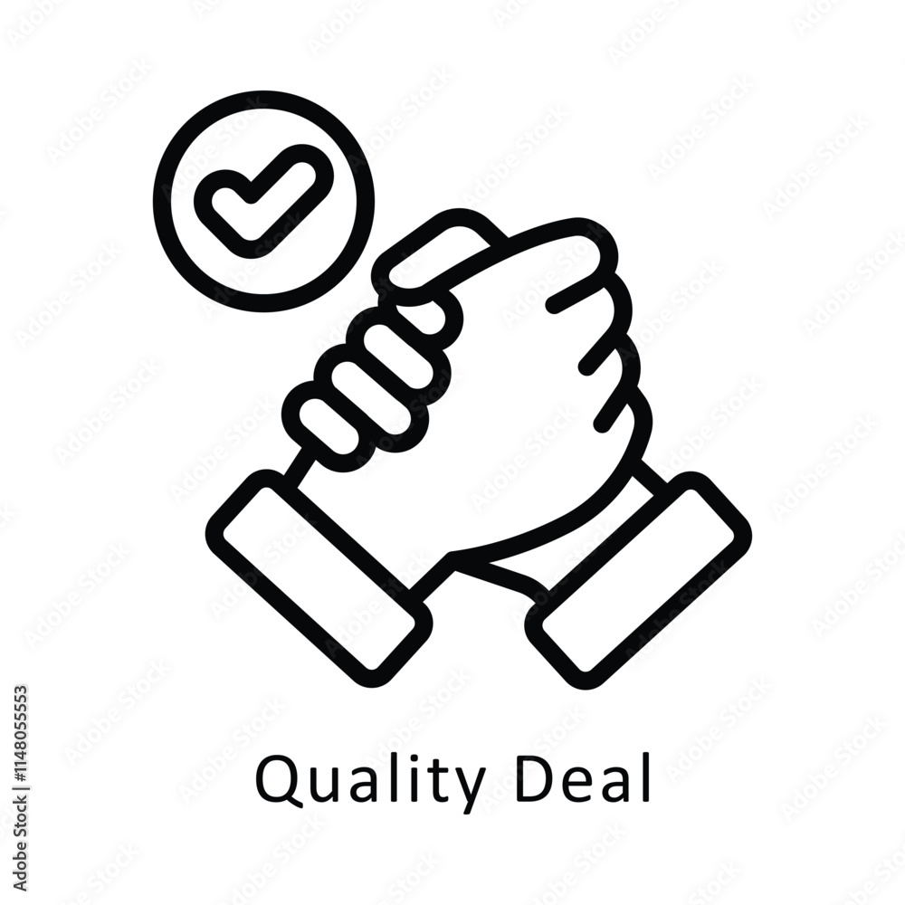 Quality Deal Vector Outline Icon. Eps 10 File 