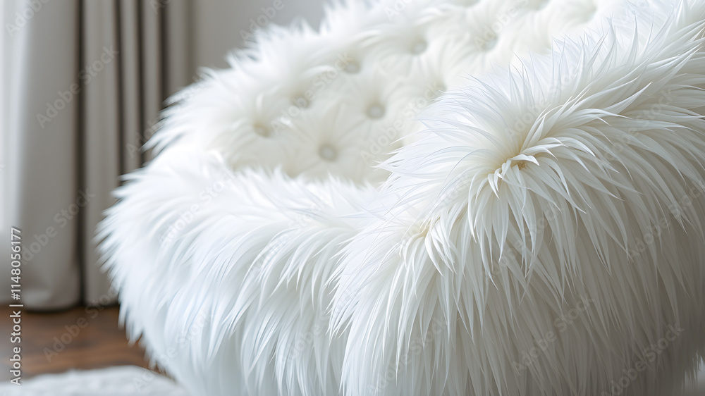 Close up photo of bright white fur lychee-inspired chair and matching sofa hyper realistic intricate detail. Generative AI
Close up photo of bright white fur lychee-inspired chair and matching sofa hyper realistic intricate detail. Generative AI