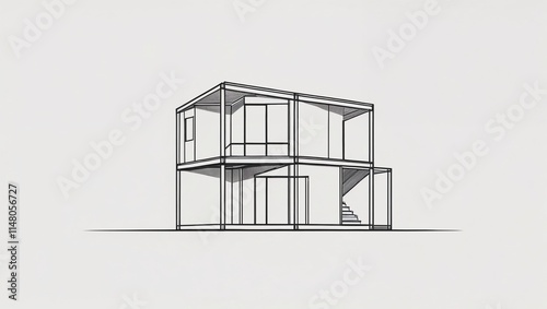 Line  logo loft modular house. Home, building