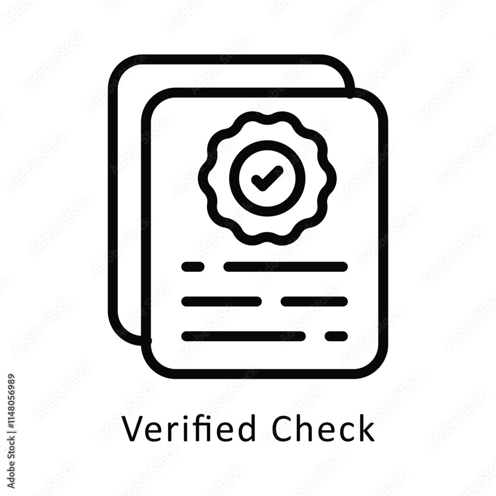 Fototapeta premium Verified Check Vector Outline Icon. Eps 10 File
