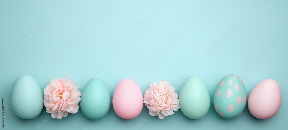 Easter celebration with colorful eggs and flowers stylish setup home decor blissful atmosphere aesthetic viewpoint Easter celebration with colorful eggs and flowers stylish setup home decor blissful atmosphere aesthetic viewpoint