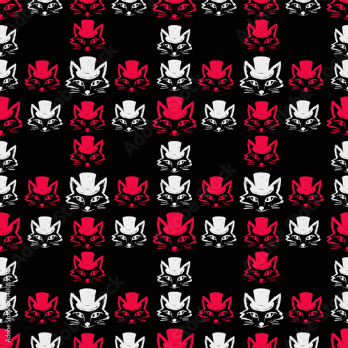 Seamless vector pattern with cute draw fox. Simple doodle style. Colorful animal wallpapers	
