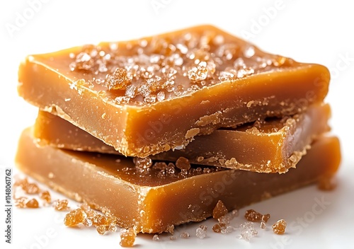 Golden Brown Salted Caramel Candies Stacked High photo