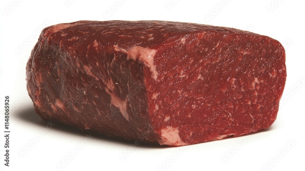 Raw beef roast, red meat, uncooked, culinary, food photography.