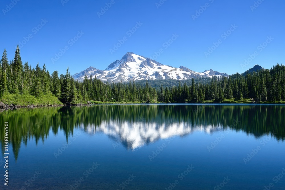 Exploring the sharp reflection of a crystal-clear lake surrounded by majestic mountains nature photography tranquil environment stunning viewpoint Exploring the sharp reflection of a crystal-clear lake surrounded by majestic mountains nature photography tranquil environment stunning viewpoint