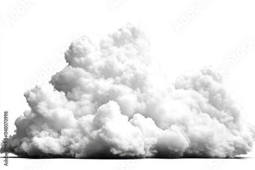 Fluffy white cloud isolated on a white background, ideal for weather-themed designs, banners, and illustrations.