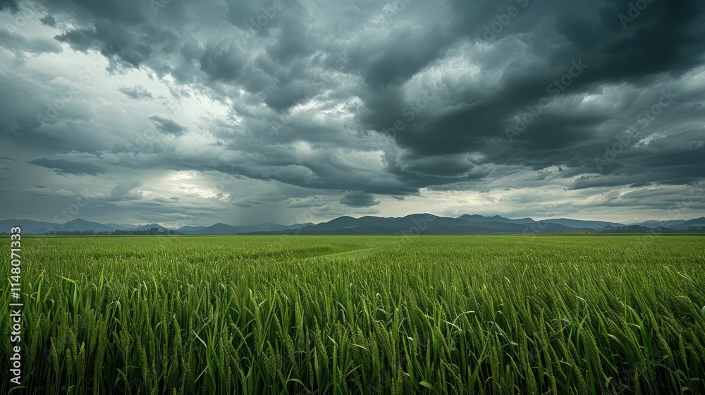 Farm fields with geometric patterns under dramatic clouds Farm fields with geometric patterns under dramatic clouds