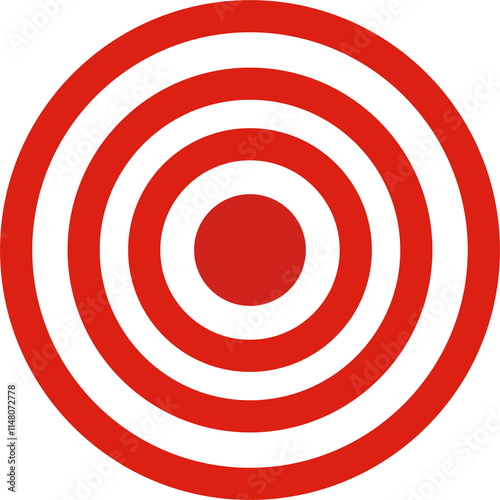 red and white concentric circles bullseye target pattern on transparent background, png