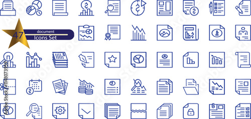Legal document icon set. Containing contract, agreement, passport, ID card, certificate
